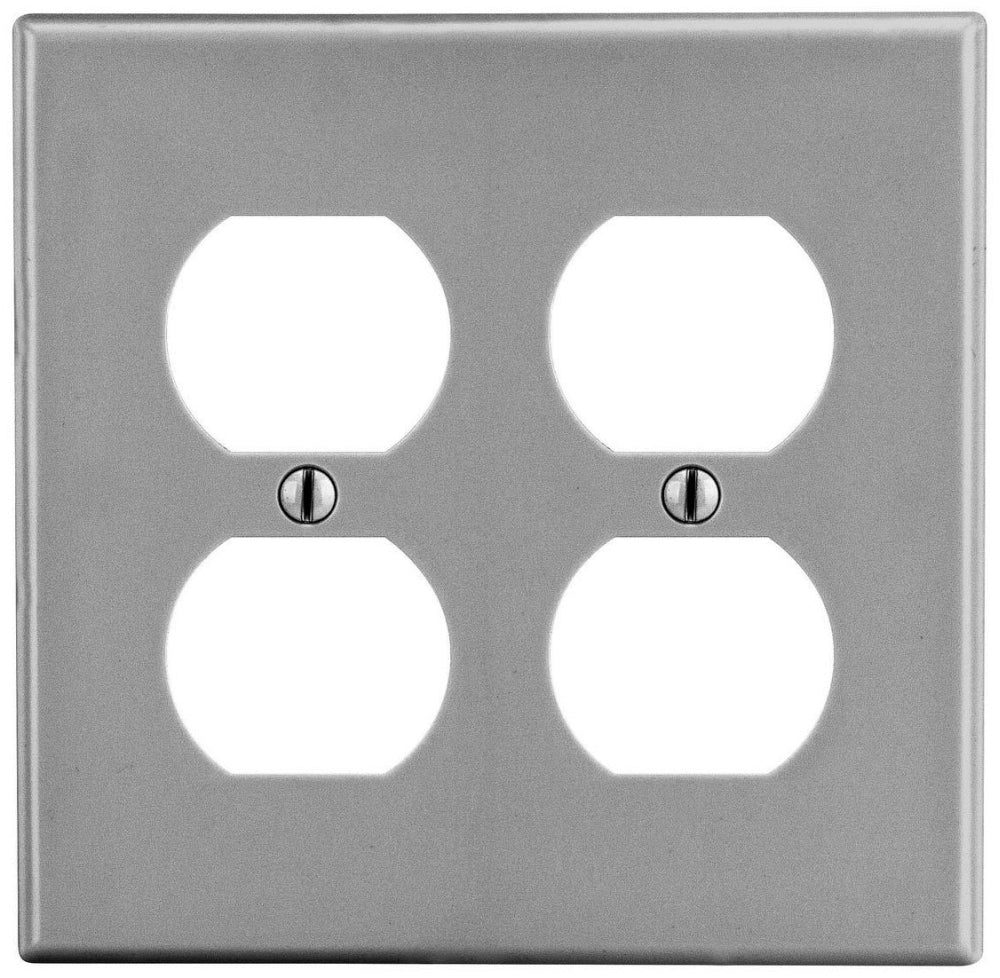 Hubbell P82GY Wiring Device-Kellems Wallplate, 2-Gangs