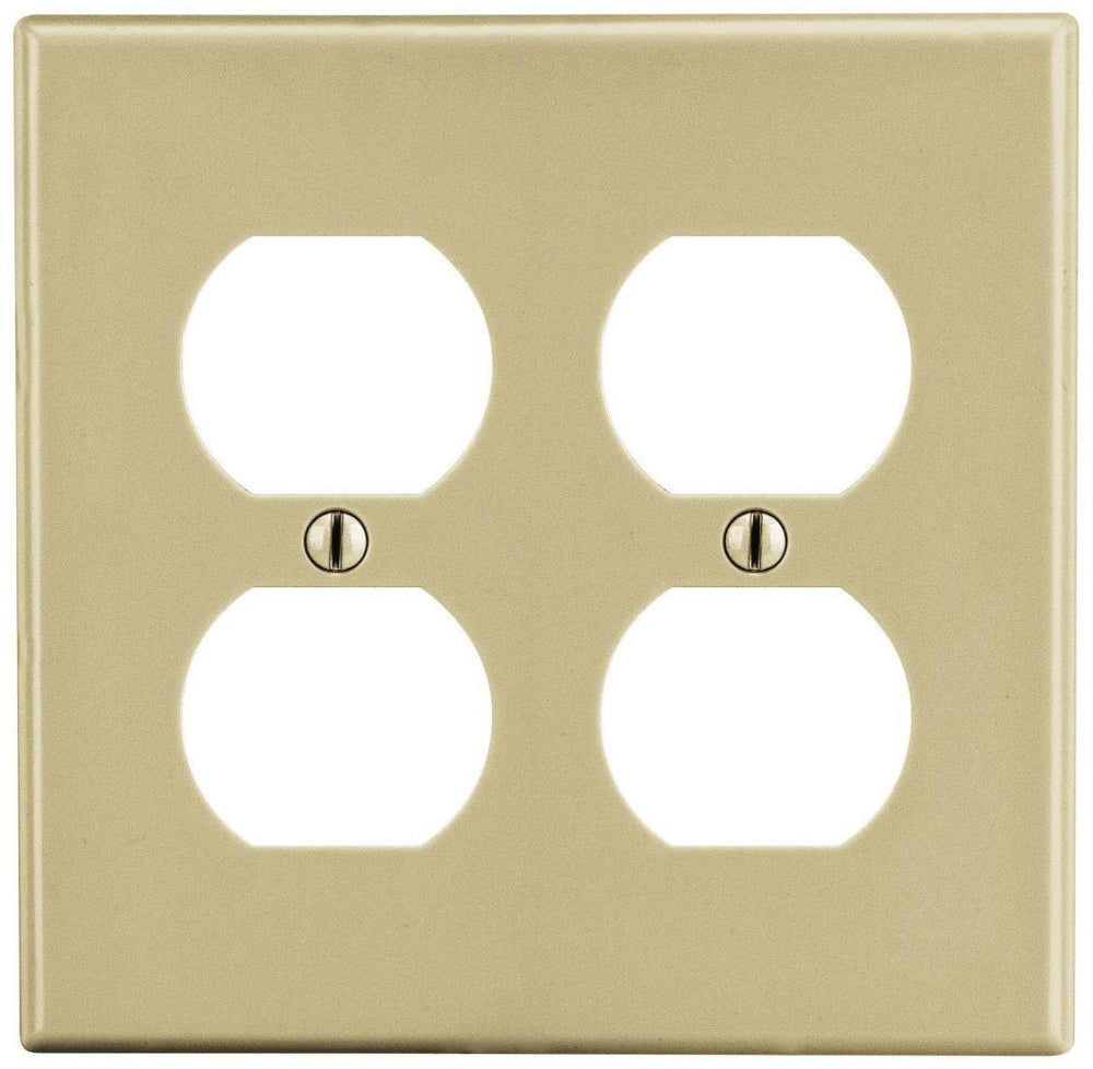 Hubbell P82I Wiring Device-Kellems Wallplate, 2 Gangs, 4.63 in L x 4.69 in W, Non-Metallic Standard