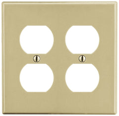 Hubbell P82I Wiring Device-Kellems Wallplate, 2 Gangs, 4.63 in L x 4.69 in W, Non-Metallic Standard