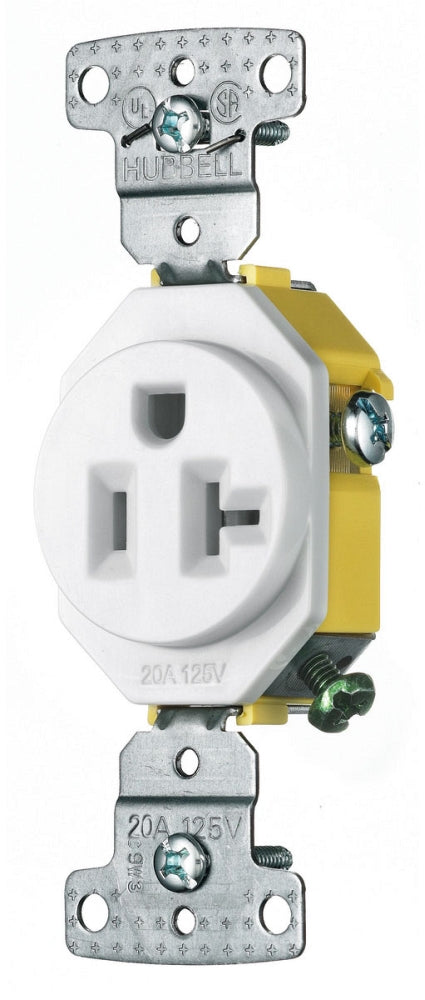 Hubbell Wiring Device-Kellems RR201W Single Receptacle 20A 125V