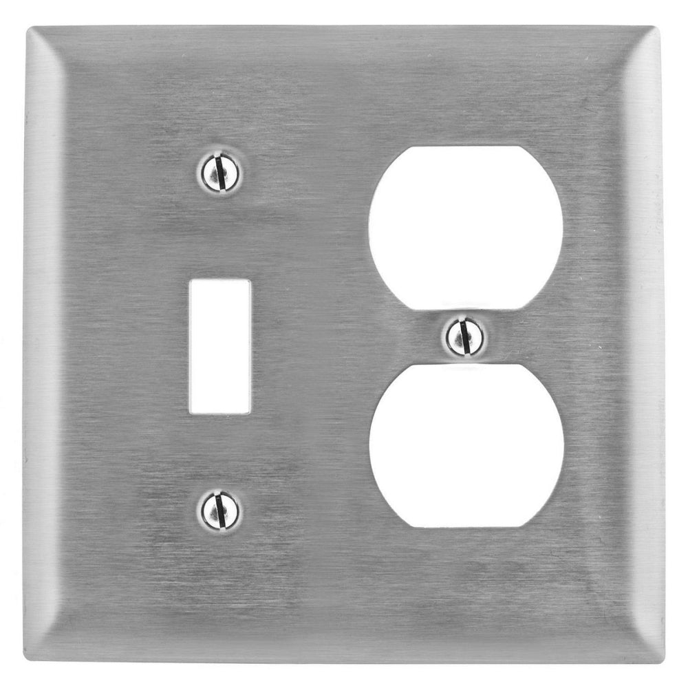 Hubbell SS18 Wallplate, 2-G, SW/DUP, SS