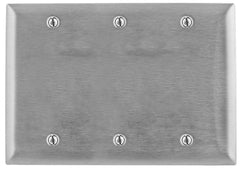 Hubbell SS33 Wallplate, Blank, Standard, 3-Gang, Box Mount