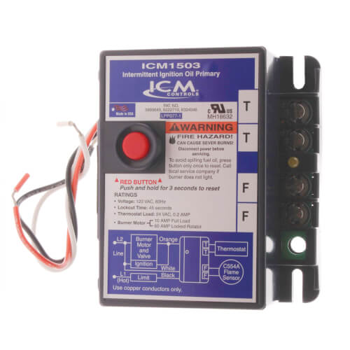 ICM Controls ICM1503 Oil Primary Control 45 Seconds Lockout Timing Intermittent Ignition