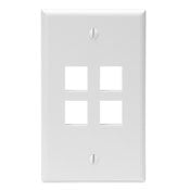 Leviton 41080-4WP Single-Gang QuickPort Wall Plate, 4-Ports, White