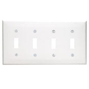 Leviton 80712-I 4-Gang Toggle Device Switch Wallplate, Standard Size, Thermoplastic Nylon, Ivory