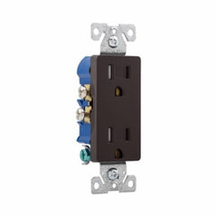 EATON TR1107B-BOX Duplex Decorator Straight Blade Tamper Resistant Grounding Receptacle 125 VAC 15 A 2 Poles 3 Wires Brown