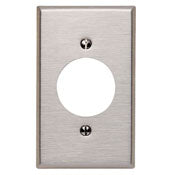 Leviton 84020-40 1-Gang Locking 1.60 Inch Dia. Device Receptacle Wallplate, Standard Size, Device Mount - Stainless Steel