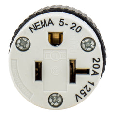 Hubbell 520SC Nema 5-20R Black and White Nylon Straight Blade Plug and Connector