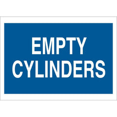 Brady 25745 10 Width x 7 Height B-401 Plastic White on Blue Chemical and Hazardous Materials Sign for Empty Cylinders