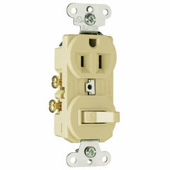 Legrand 691I Single Pole Switch, Single Receptacle Combination Switch, 15 Amps, 120/125 Volts, Ivory