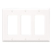 Leviton 80411-W 3-Gang Decora Wallplate, Standard Size, Thermoset, Device Mount, White