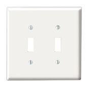 Leviton 88009 2-Gang Toggle Switch Wall Plate, Thermoset, White