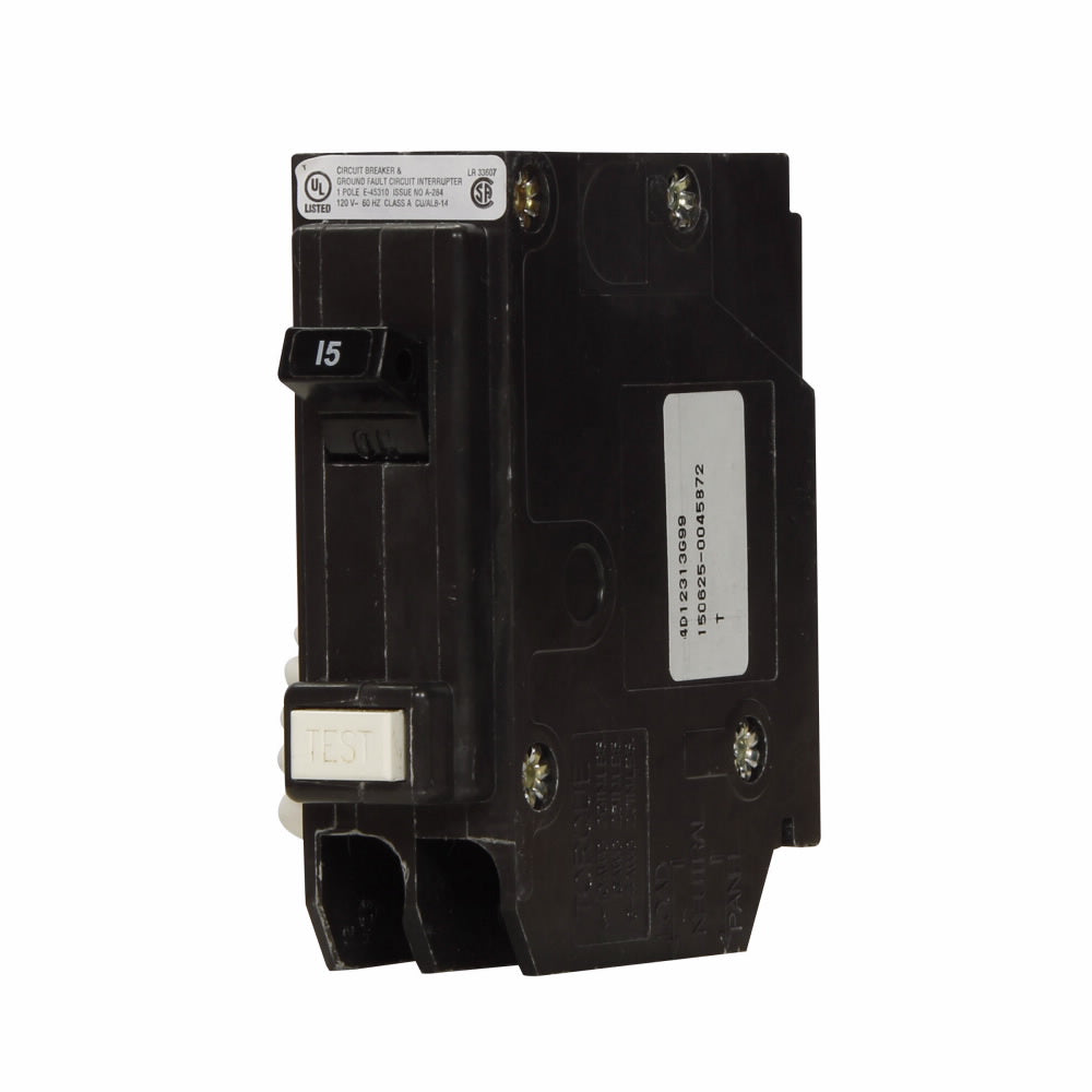 EATON GFTCB215 Type GFTCB GFCI Circuit Breaker, 120/240 VAC, 15 Amp, 10 kAIC, 2 Poles