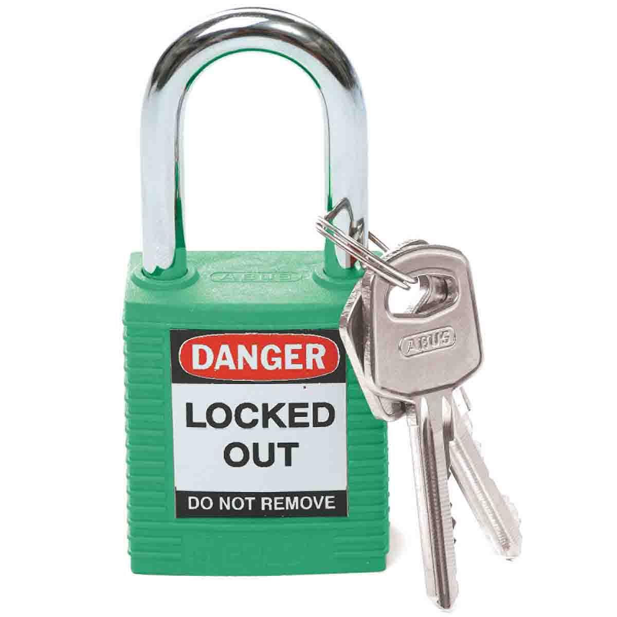 Brady 99564 Anti-Spark Key Retaining Safety Padlock, Green, 1/4 in Diameter x 1-1/2 in Height, 99564