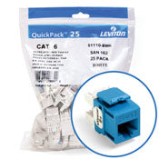 Leviton 61110-BL6 eXtreme CAT6 QuickPort Jack QuickPack, 25-Pack, Blue