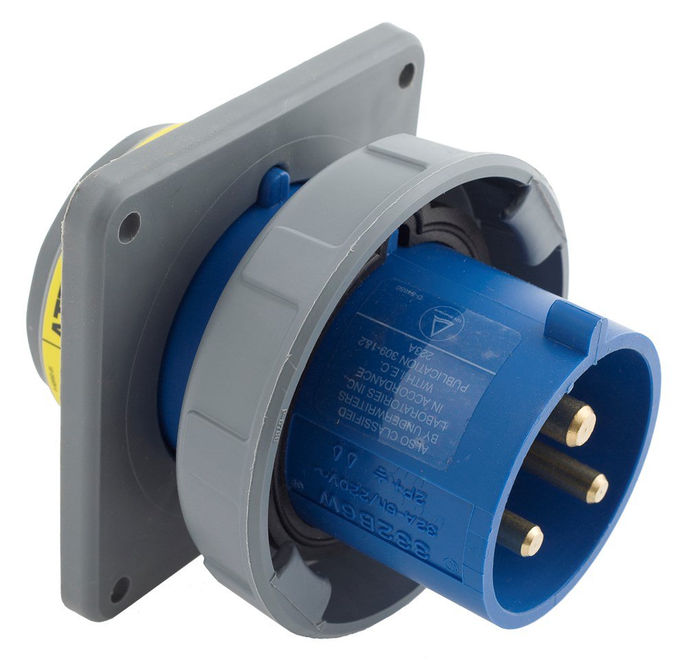 HUBBELL Hubbell HBL332B6W IEC pin and sleeve flanged inlet 32A 220-240V (2-pole 3-wire) replaced by HBL330B6W