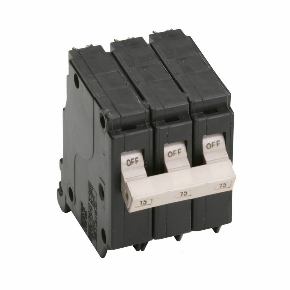 EATON CH315 Type CH Standard Circuit Breaker, 240 VAC, 15 A, 10 kA Interrupt, 3 Poles, Common/Thermal Magnetic Trip