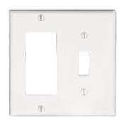 Leviton 80405-T 2-Gang, 1-Toggle 1-Decora/GFCI Device Combination Wallplate, Standard Size, Thermoset, Device Mount, Light Almond