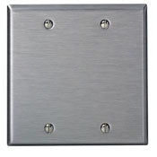 Leviton 84025-40 2-Gang Blank Wall Plate Standard Size Non-Magnetic Stainless Steel