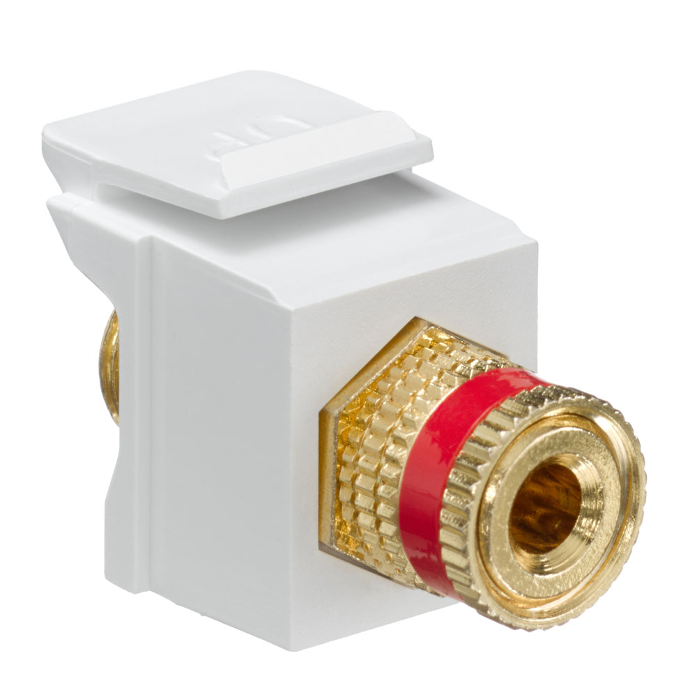 Leviton 40833-BWR Binding Post QuickPort Coupler, Red Stripe, White Housing