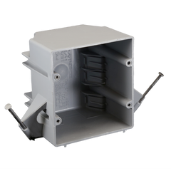 Cantex EZ32DN Switch/Outlet Box, 2-Gang, Depth: 3-5/8, Nail-On, Non-Metallic