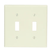 Leviton 78009 2-Gang Toggle Device Switch Wallplate, Standard Size, Thermoset, Device Mount, Light Almond