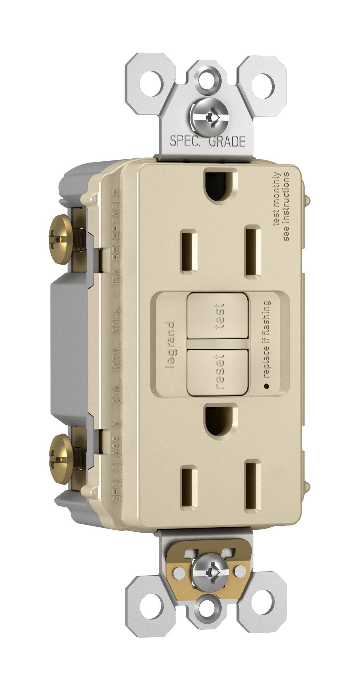 Legrand-Pass & Seymour 1597LA 15A 125V Self-Test GFCI Light Almond