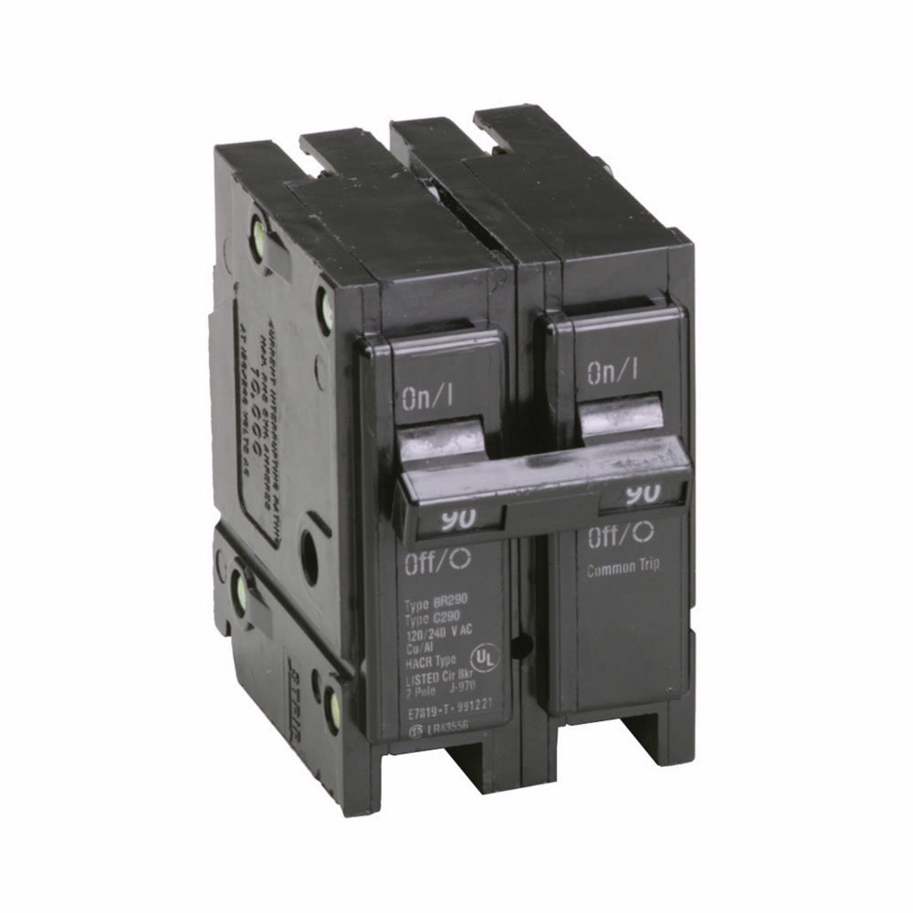 EATON BR290 Type BR Plug-On Circuit Breaker, 240 VAC, 90 Amp, 10 kAIC, 2-Pole