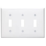 Leviton 80711-I 3-Gang Toggle Device Switch Wallplate, Ivory