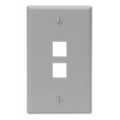 Leviton 41080-2GP Single-Gang QuickPort Wall Plate, 2-Port, Grey