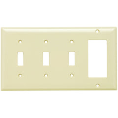 Legrand SP326I Pass & Seymour Combination Wall Plate, 3 Toggle / 1 Decorator, Standard - Ivory