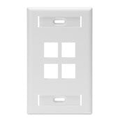 Leviton 42080-4WS 1-Gang QuickPort Wall Plate with ID Windows, 4-Port, White