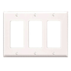 Leviton PJ263-W 3-Gang Decora/GFCI Decora Wallplate, Midway Size, White