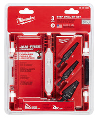 Milwaukee 48-89-9221 Step Drill Bit Set, 3 Pieces, HSS, Black Oxide