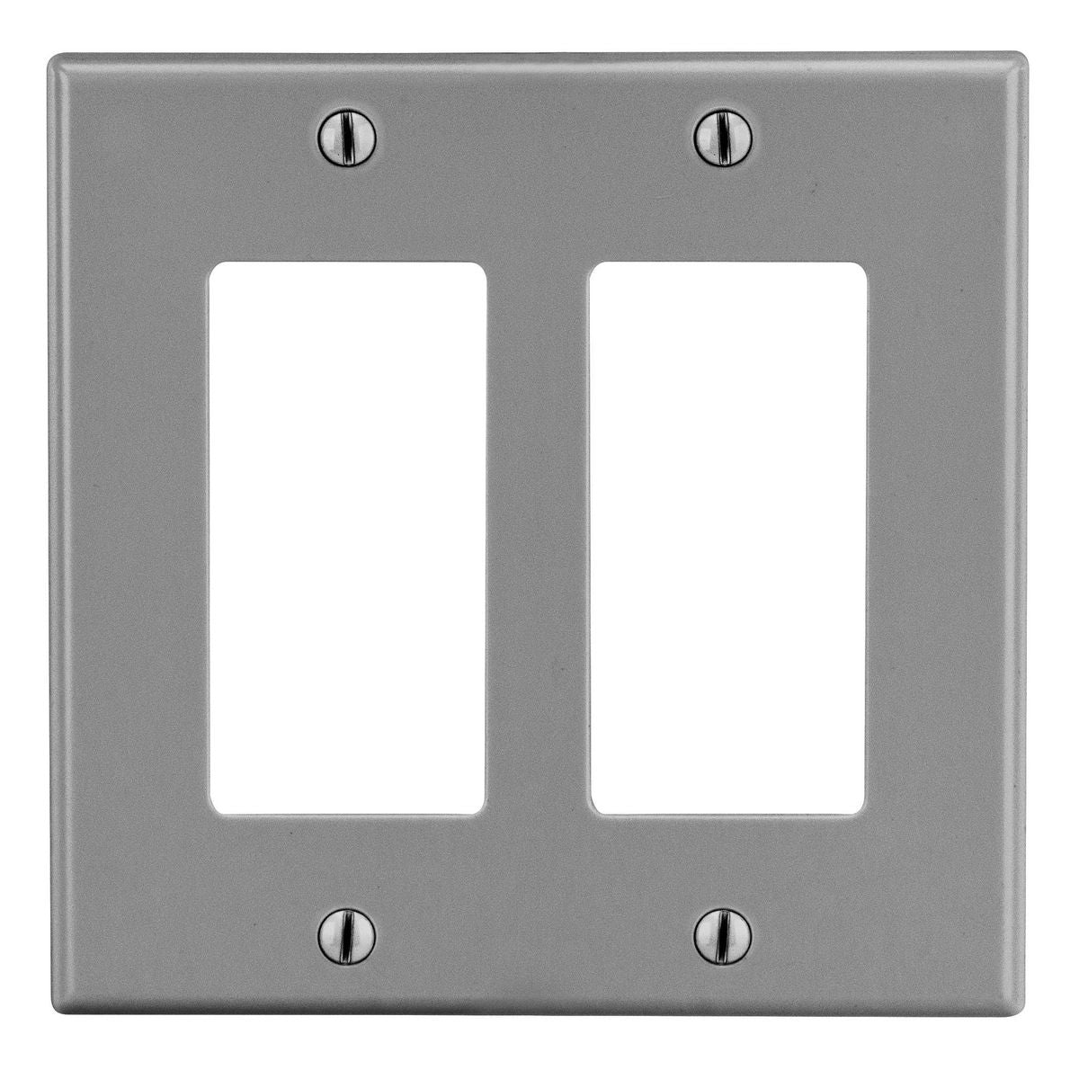 Hubbell P262GY Wallplate, Standard, 2 Gangs, 4.63 in L x 4.69 in W