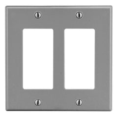 Hubbell P262GY Wallplate, Standard, 2 Gangs, 4.63 in L x 4.69 in W