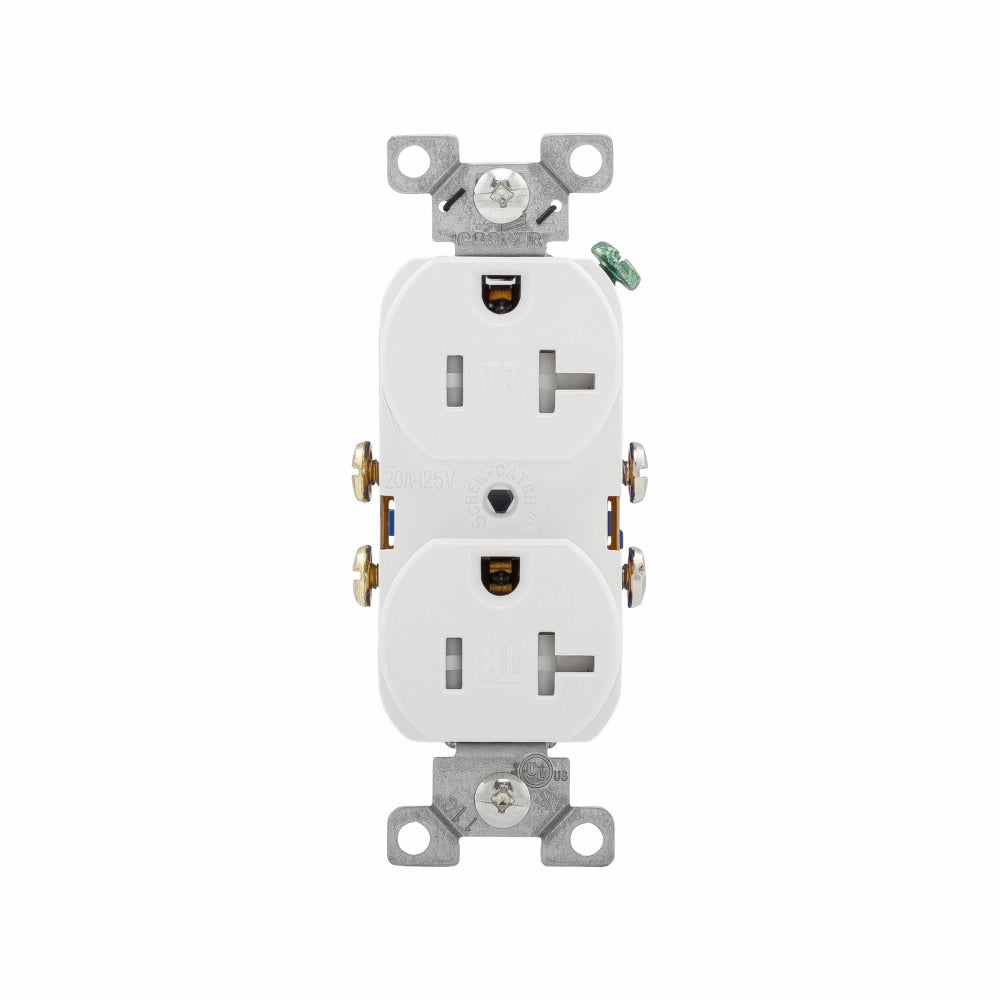 EATON TR370W-BOX Duplex Tamper-Resistant Straight Blade Receptacle 125 VAC 20 A 2 Poles 3 Wires