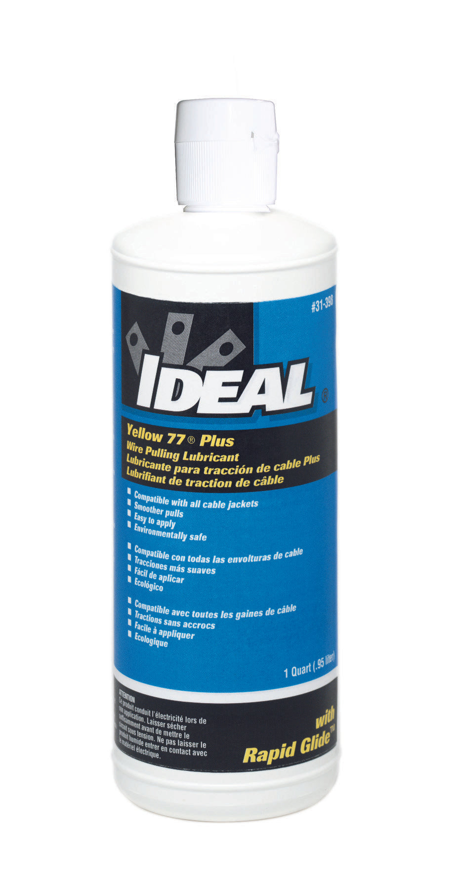 Ideal 31-398 Lubricant, Pulling Lubricant 1 Quart, Yellow 77+ Squeeze Bottle