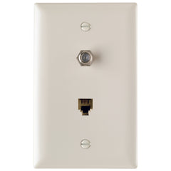 Legrand TPTELTV-LA Combination Phone Wallplate, 1 Gangs, 4.7 in L, Thermoplastic, Wall Mount