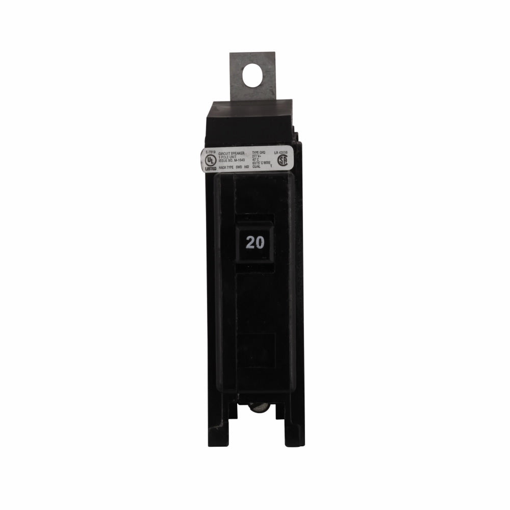 EATON GHQ1020 Type GHQ Circuit Breaker 277 VAC 20 Amp 14 kA Interrupt 1 Pole Thermal/Magnetic Trip