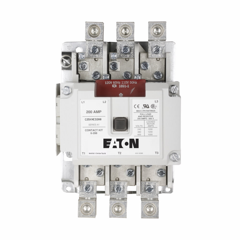 Eaton C25KNE3200A Non-Reversing Definite Purpose AC Contactor 200A 3 Pole