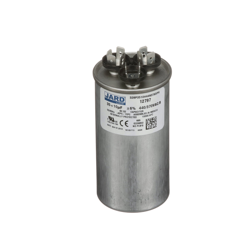 Mars PPS1035440RD Fixed Capacitor, Dual, 35/10 MF, 440 VAC, 50/60 Hz, Round