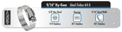 Ideal-Tridon 64560 2 to 4 Diameter, 9/16 Band Width, Hex Head, 200 Stainless Steel, Hose Clamp