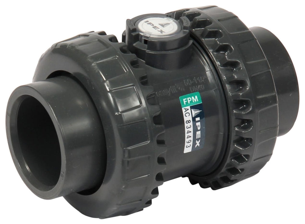 IPEX 052030 1-1/2 SXE True Union Ball Check Valve PVC FPM Socket/Thread Easyfit Xirtec-140