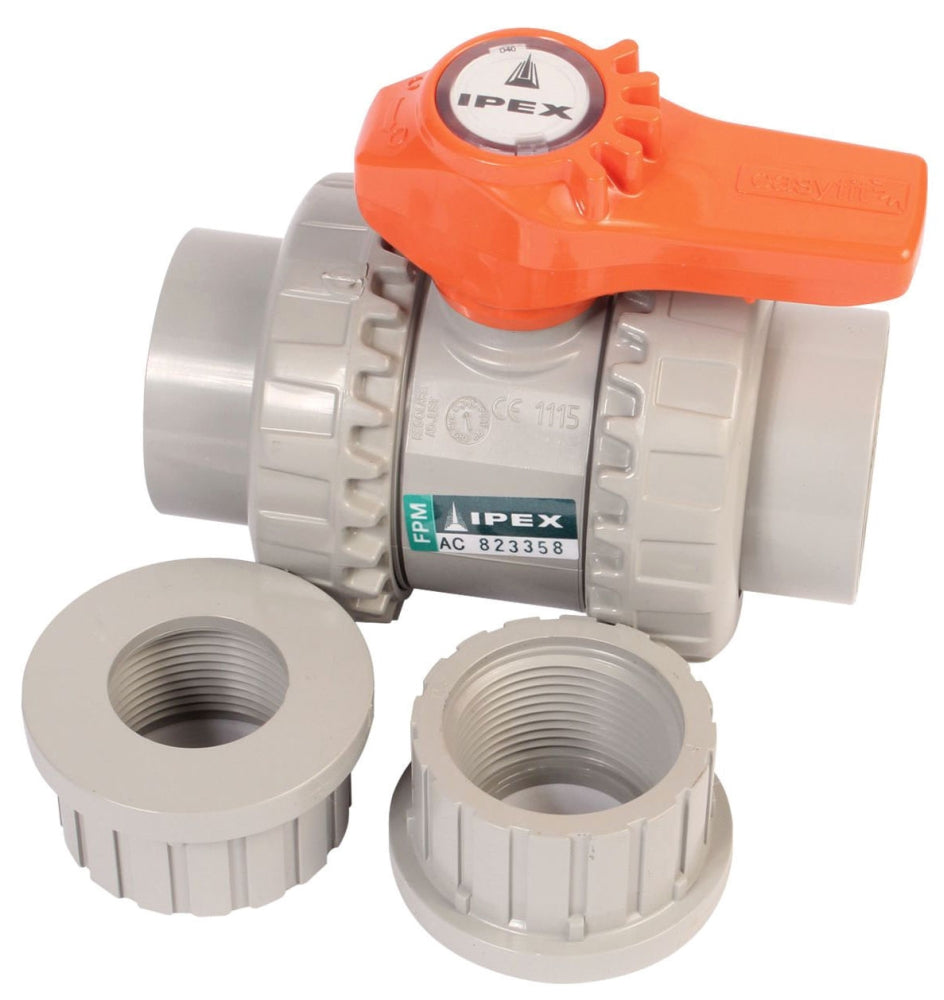 IPEX 353048 1-1/4 VXE True Union Ball Valve CPVC FPM Socket/Thread Easyfit Corzan