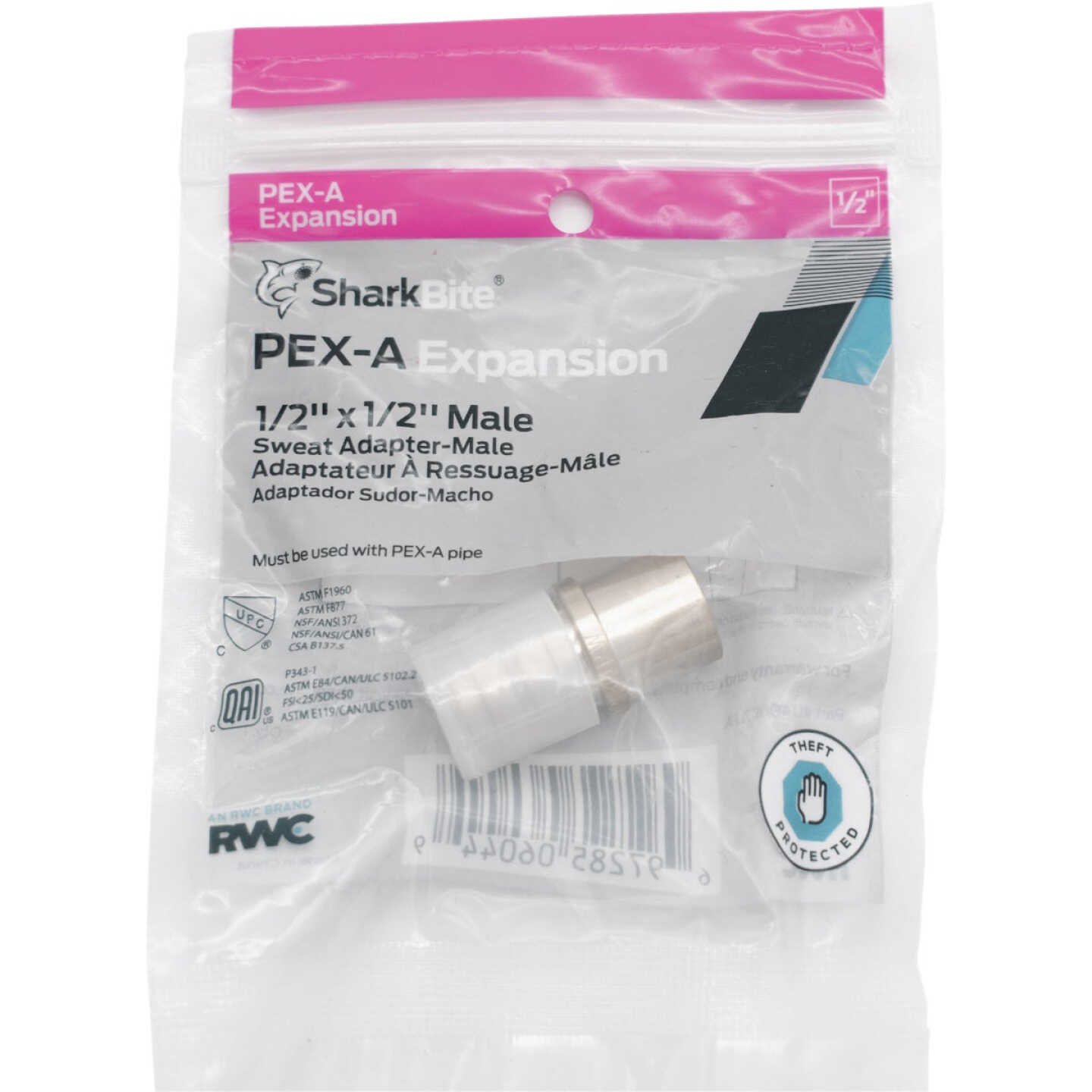 SHARKBITE Sharkbite UAB607LFA PEX-A Brass 1/2 in x 1/2 in MSWT Sweat Adapter