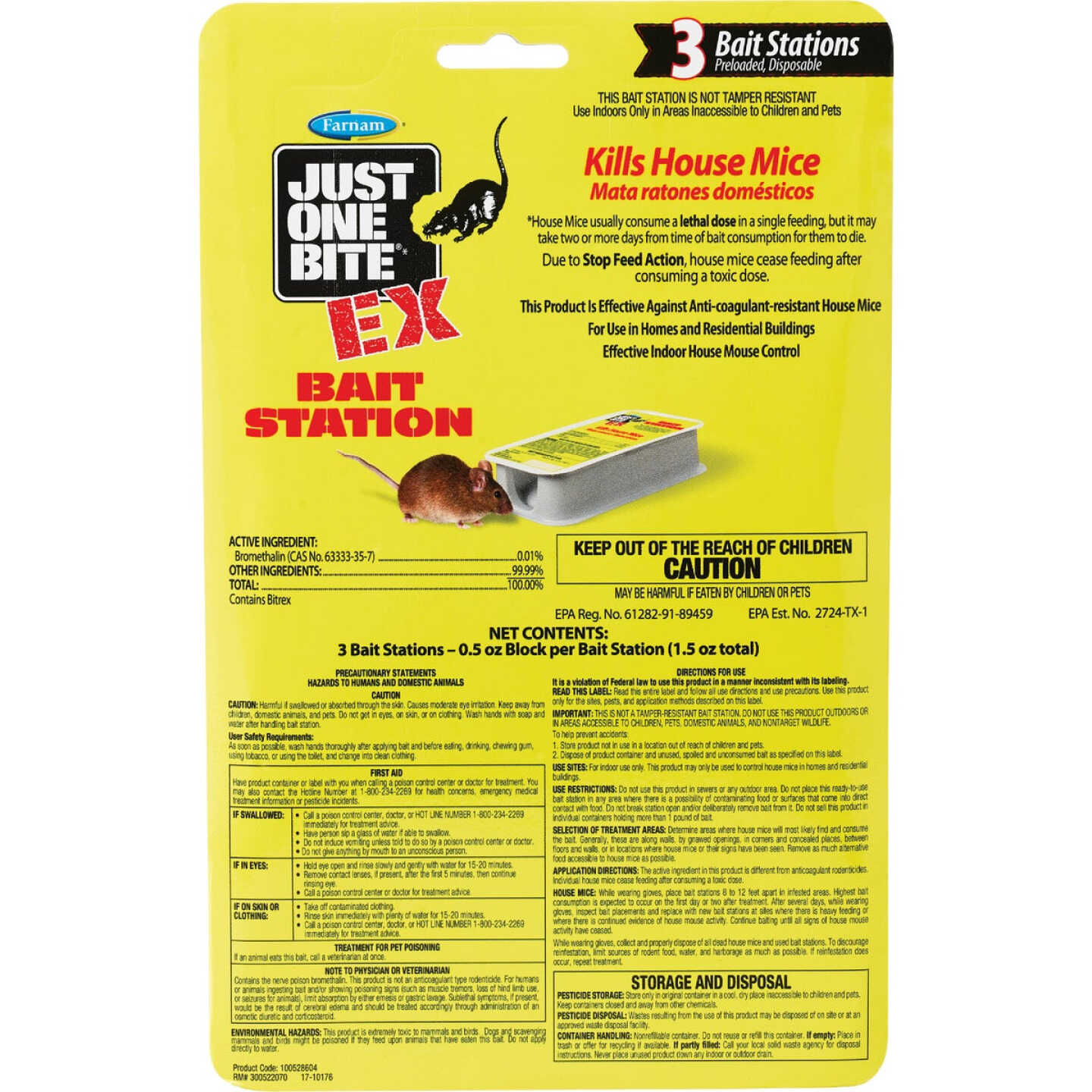 JUST ONE BITE Just One Bite 100528604 Disposable Mouse Bait Station 3-Pack