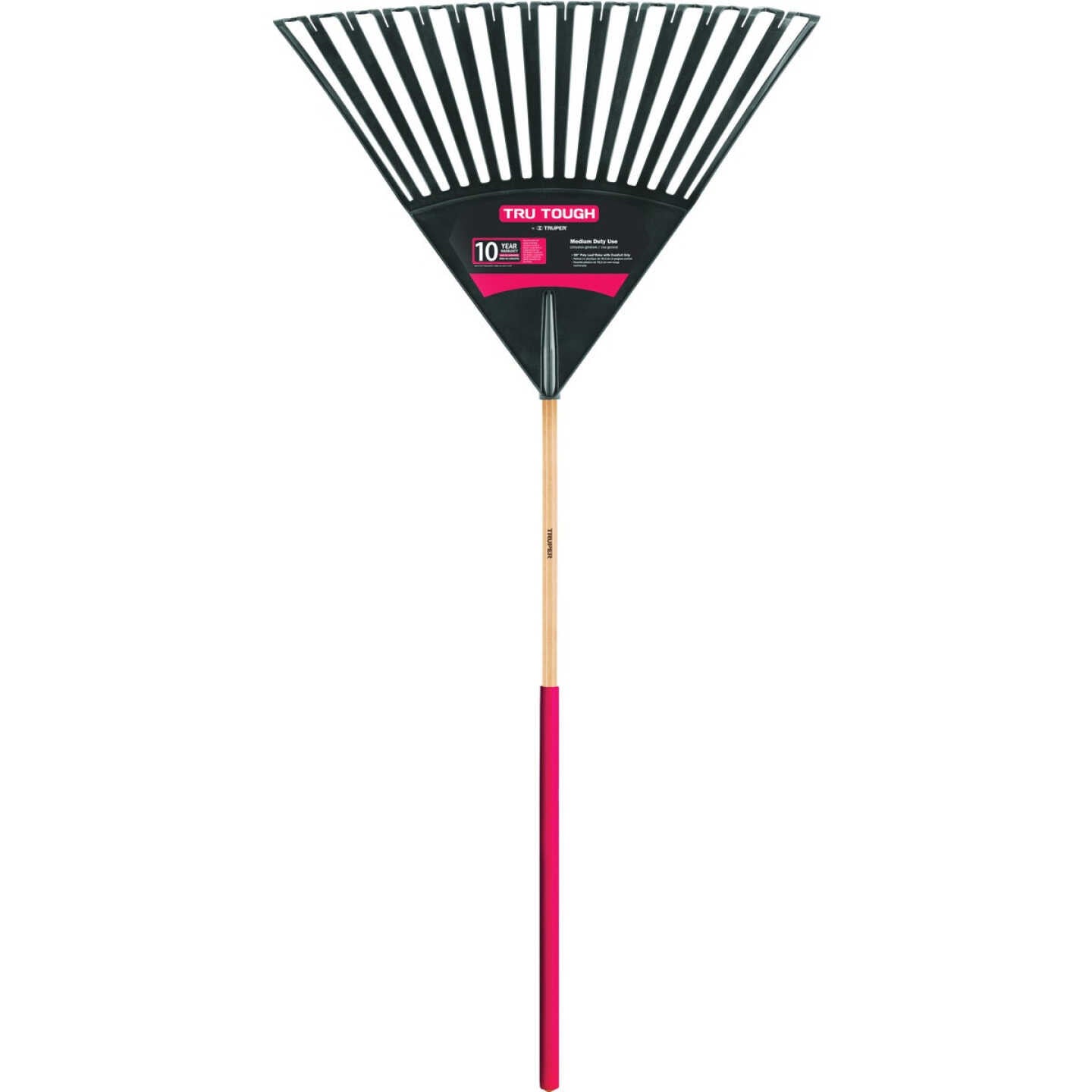 TRUPER Truper CR-30-CO Tru Tough Poly Head Clog-Resistant Leaf Rake 30 in Head 48 in Handle