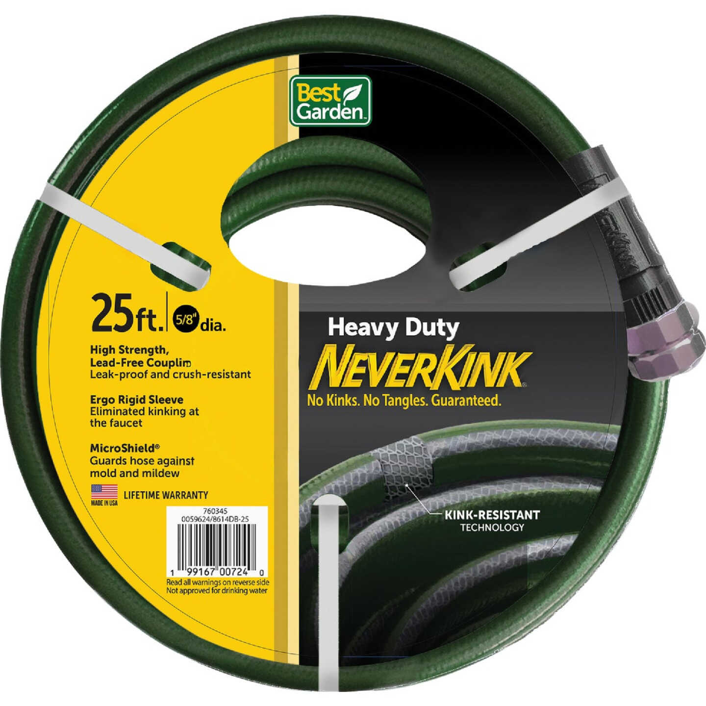 BEST GARDEN Best Garden 8614DB-25 Neverkink 5/8 in. Dia. x 25 ft. Heavy Duty Garden Hose (5/8 in. x 25 ft.)
