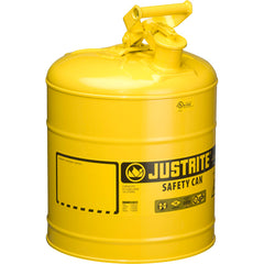 Justrite 7150200 Yellow Galvanized Steel Type I Safety Can 5 Gallon Capacity